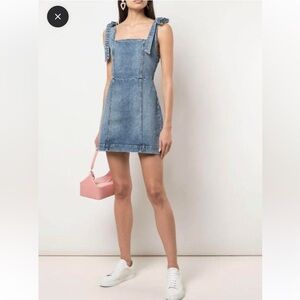 Alice + Olivia Maryann Tie-Shoulder Denim Dress
